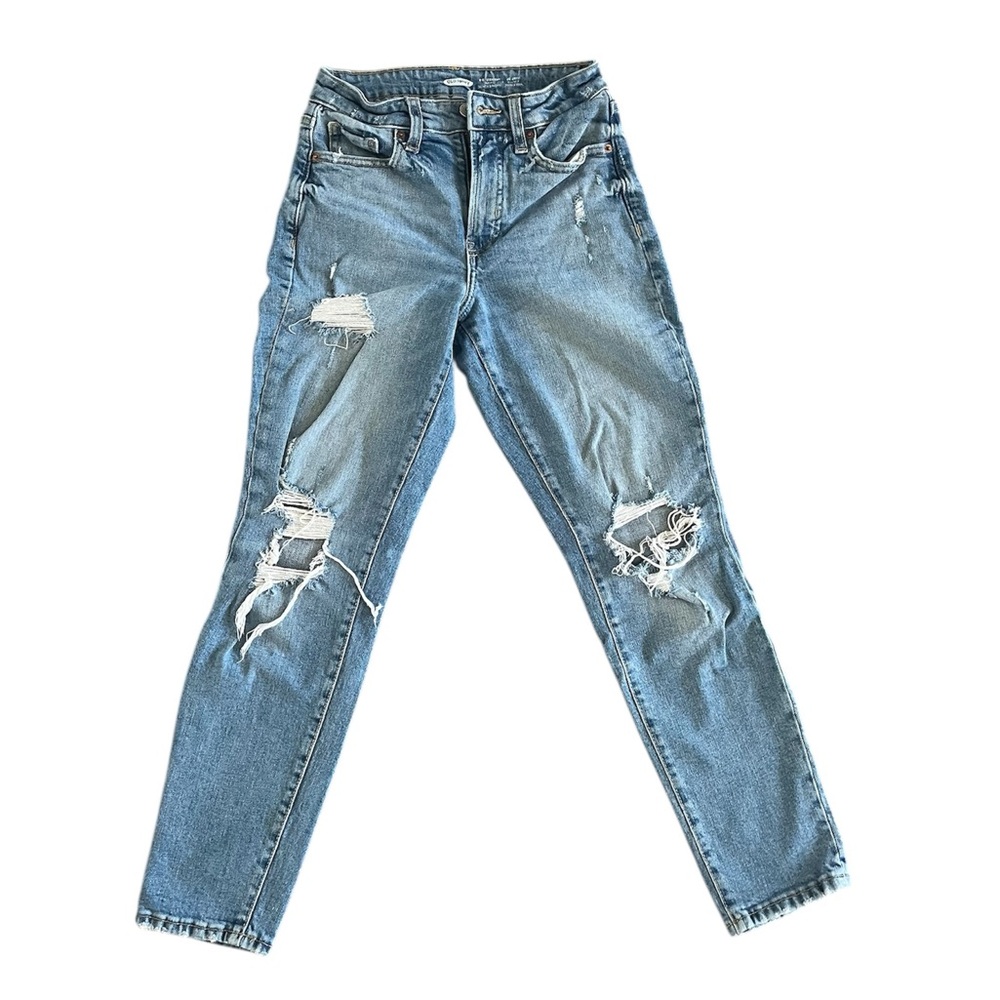 Women's Blue Distressed Jeans. Old navy size 0